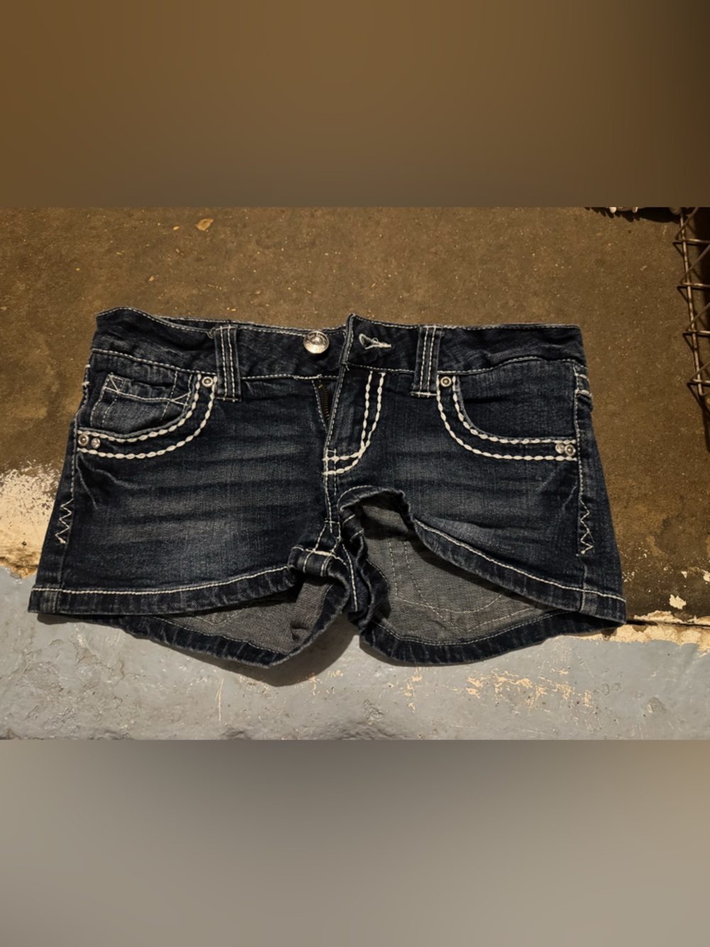 Red Camel Dark Indigo Denim Shorts with White Contrast Stitching